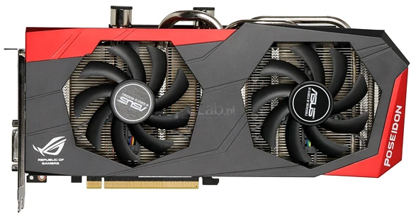 Asus GeForce GTX 980 ROG Poseidon Platinum. Jego rdzeń podkręca się do 1580 MHz, podczas gdy standardowe taktowanie rdzenia w karcie referencyjnej wynosi 1216 MHz