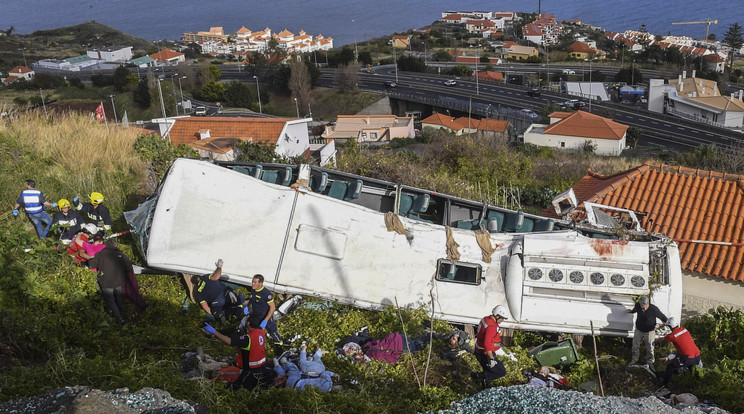 A felborult turistabuszban 29-en lelték halálukat /Fotó: MTI - Rui Silva