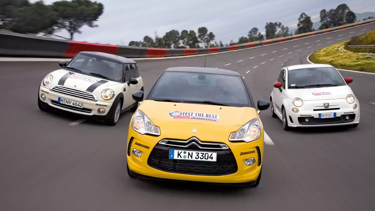 Modne, mocne maluchy: Citroen DS3 THP 150 kontra Abarth 500 i Mini Cooper