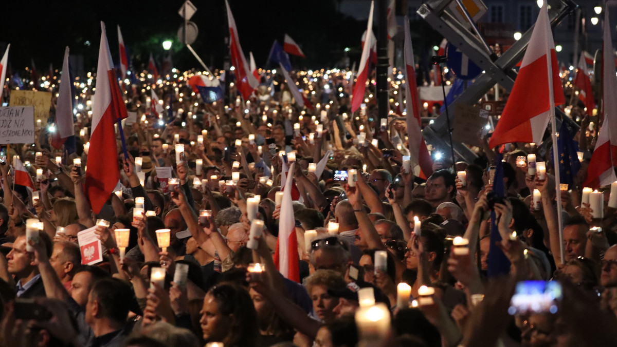 WARSZAWA PAŁAC PREZYDENCKI PROTEST OPOZYCJI (protestujący przed Pałacem Prezydenckim)