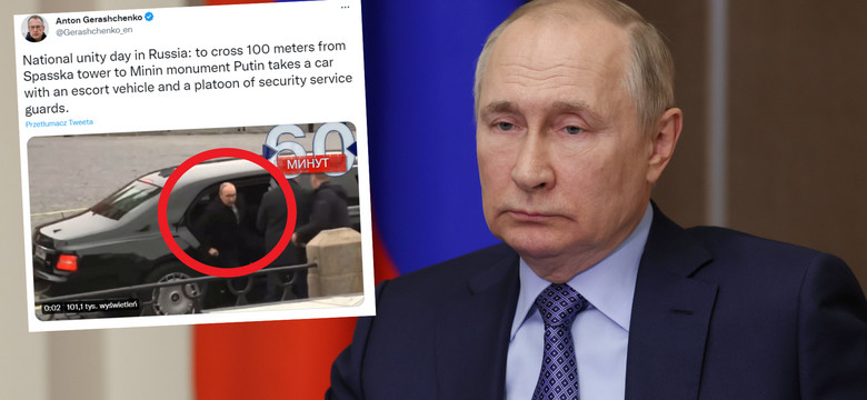 Nagrali Putina w centrum Moskwy. Uwagę zwraca jeden szczegół [WIDEO]