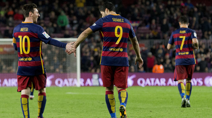 Neymar büntetőt hibázott, Messi és Suárez hetet rúgott /Fotó: AFP