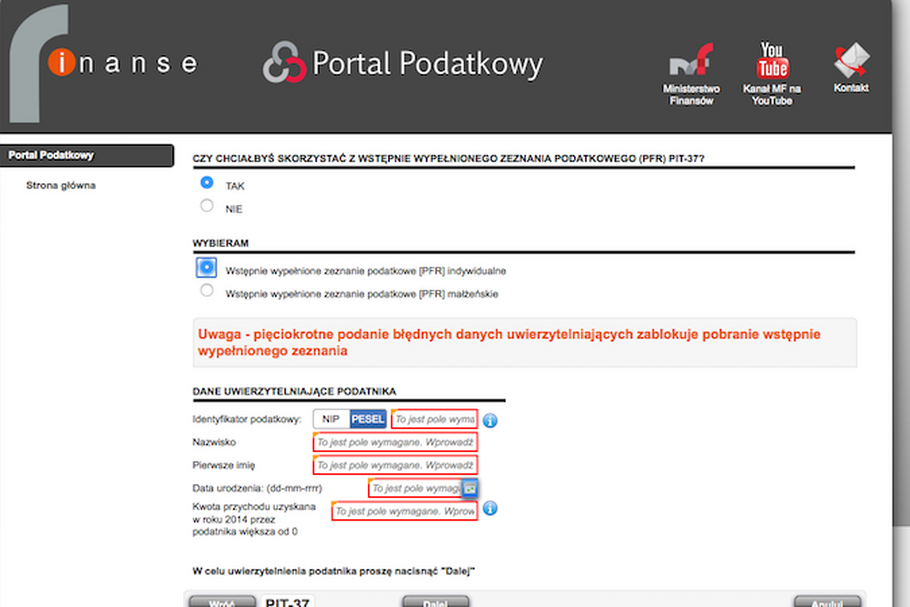 PIT MF Portal Podatkowy