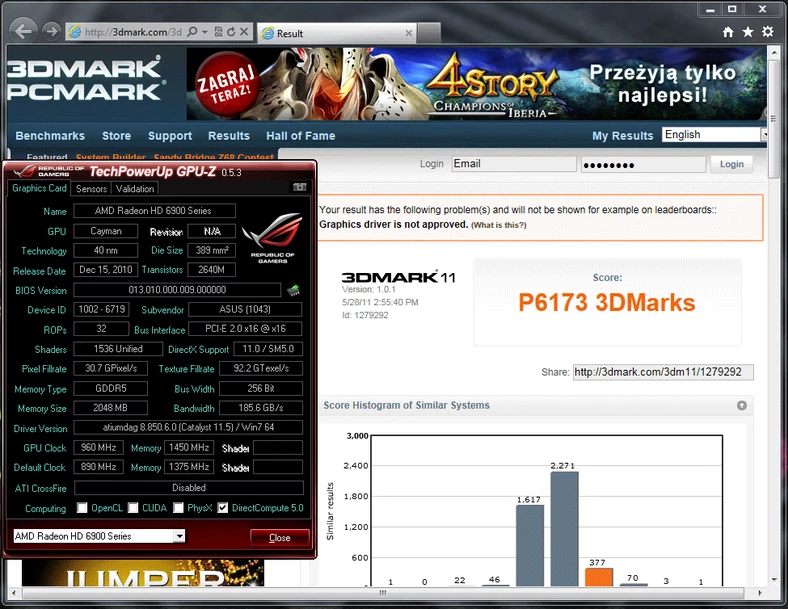 3DMark 11 - 6173 pkt.