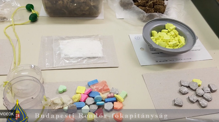 A nyomozók kábítószer kereső kutyák segítségével több mint fél kiló marihuánát találtak  péntek este a II. János Pál Pápa téri lakásban / Fotó: Police.hu
