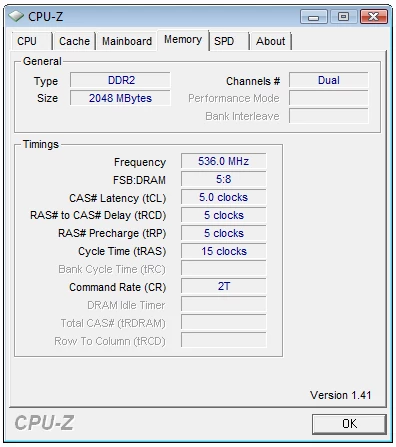 CPU-Z – szybkość i timingi pamięci – Gigabyte GA-X48-DQ6
