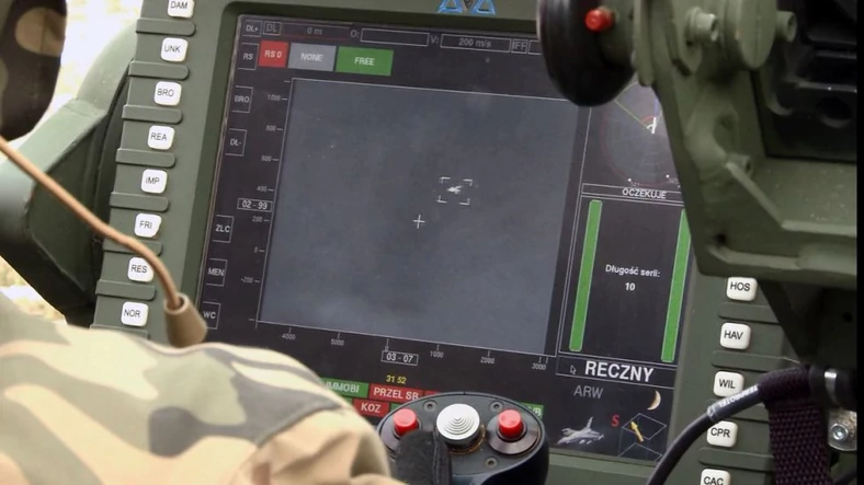 Zestawy przeciwlotniczy Pilica - ekran operatora
