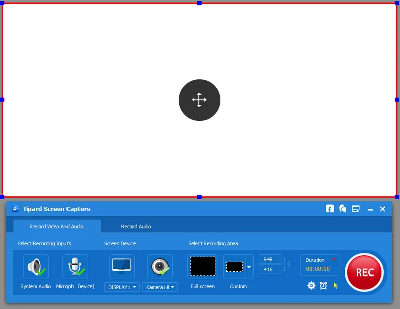 Główne okno programu do nagrywania obrazu i dźwięku w Windows - Tipard Screen Capture