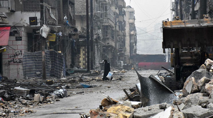 Mérhetetlen pusztítás Aleppóban /Fotó: AFP