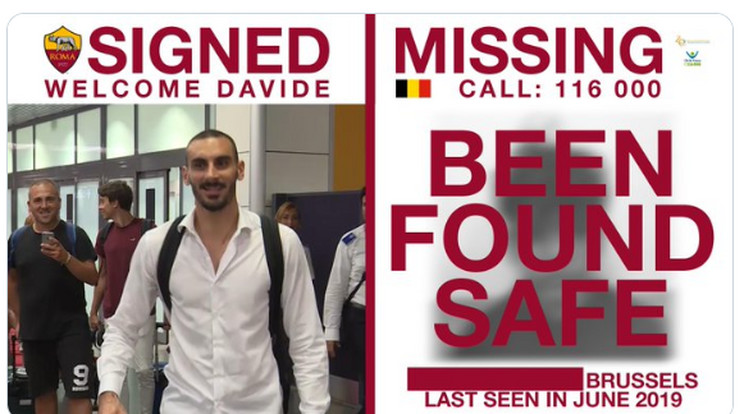 A Davide Zappacosta érkezéséről készült kép mellett is eltűnt fiú fotója szerepelt, a srácot nem sokkal később megtalálták 