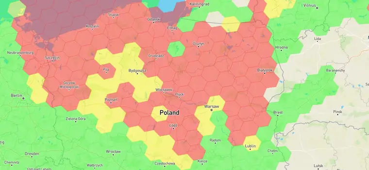 Zakłócenia sygnału GPS nad Polską. Połowa kraju na czerwono