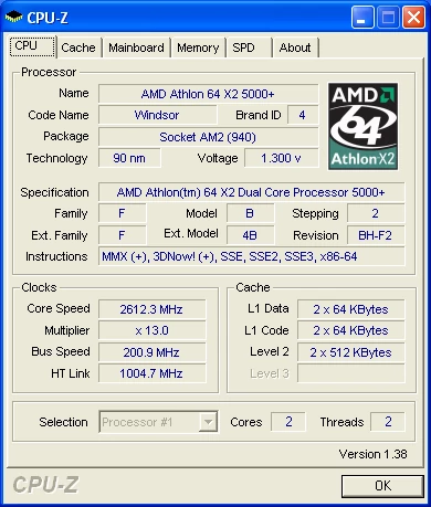 Athlon 64 X2 5000+ "Windsor" (90 nm)