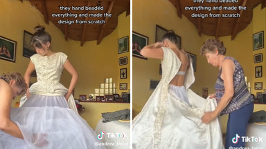 Przymierzyła 64-letnią suknię babci z balu maturalnego. "Wzięłabym w niej ślub"