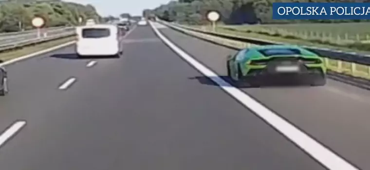 Kierowca Lamborghini wyprzedzał pasem awaryjnym na A4. Policja dostała nagranie