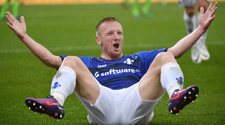 A Wolfsburg elleni bajnokin így örült az első németországi találatának / Fotó: AFP