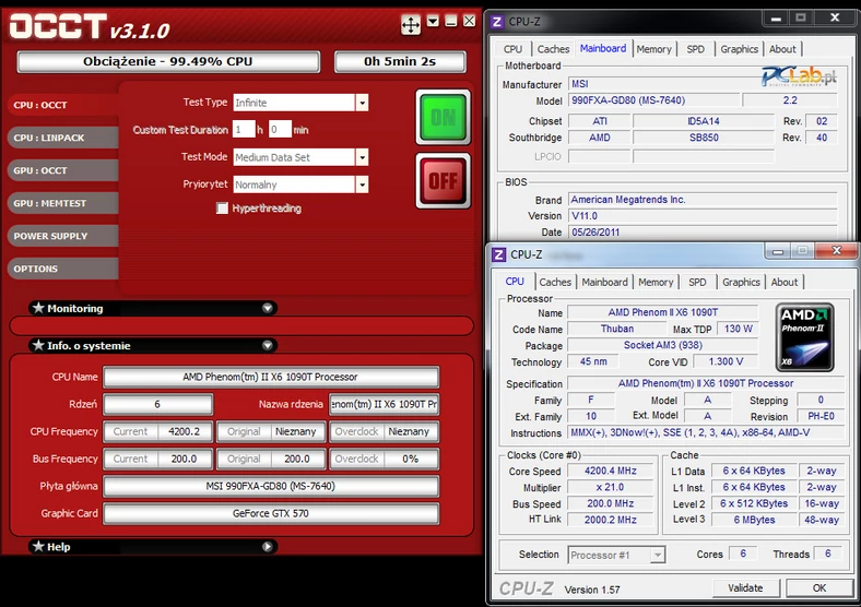 MSI 990FXA-GD80 pozwoliła przyspieszyć procesor do 4,2 GHz