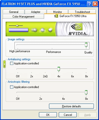 FSAA 4X i AF na GeForce FX 5950 Ultra