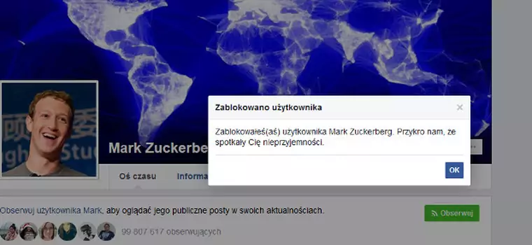 Facebook naprawił pewien błąd. Możemy już blokować Marka Zuckerberga