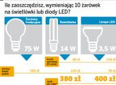 Ile zaoszczędzisz, wymieniając 10 żarówek na świetlówki lub diody LED?