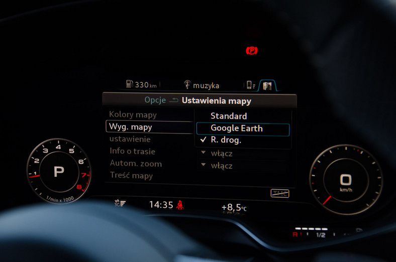 Nawigacja w Audi TT - wybór widoku