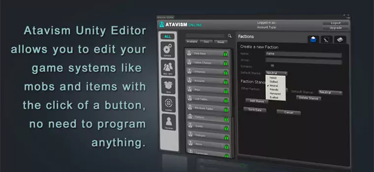 Stwórz i wydaj swoją własną grę MMO dzięki Atavism MMO Creator