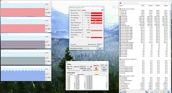 Parametry CPU i GPU przy jednoczesnym maksymalnym obciążeniu (kliknij, aby powiększyć)