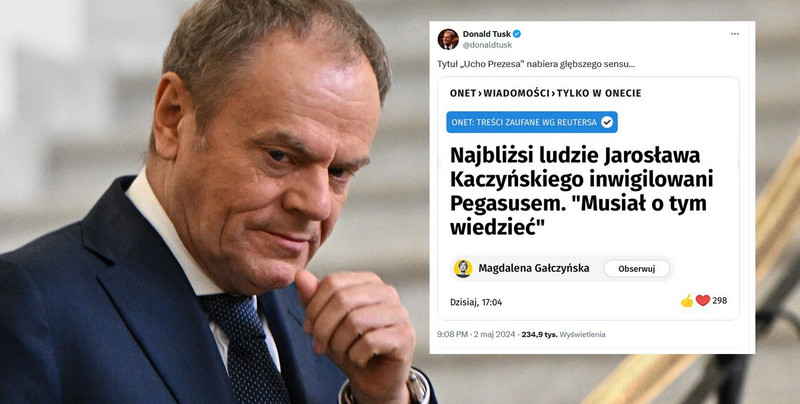 Donald Tusk komentuje doniesienia Onetu. "Ucho prezesa"