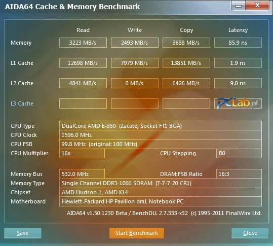 Pamięć to DDR3-1066 o pojemności 2 GB