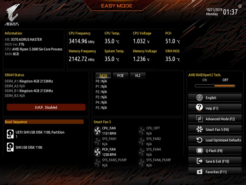 Gigabyte Aorus – UEFI – Easy Mode