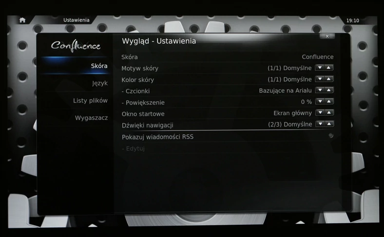 Ustawienia podstawowej skórki XBMC – Confluence