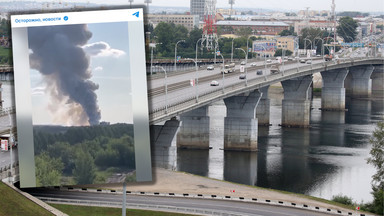 W Rosji płonie magazyn materiałów pirotechnicznych. Fajerwerki strzelają w niebo [WIDEO]