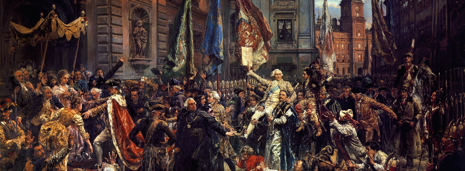 Uchwalona w 1791 roku Konstytucja 3 maja formalnie zniosła prawo liberum veto, które zdaniem wielu historyków było jedną z głównych przyczyn upadku I Rzeczpospolitej. To obowiązujące od 1652 roku prawo — połączone z zasadą jednomyślności — pozwalało każdemu pojedynczemu posłowi zapobiec przyjmowaniu uchwał przez Sejm. W efekcie państwo stało się niezdolne do wprowadzania reform. Obecnie wady i zalety zasady jednomyślności głosowań w Radzie Unii Europejskiej są jedną z głównych osi debaty na temat przyszłości UE. (Ilustracja: Jan Matejko, "Konstytucja 3 maja", zbiory Zamku Królewskiego w Warszawie)