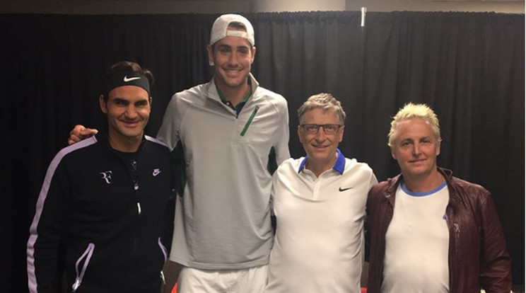 A rendezvény négy résztvevője: Roger Federer, John Isner, Bill Gates és Mike McCready/Fotó: Instagram