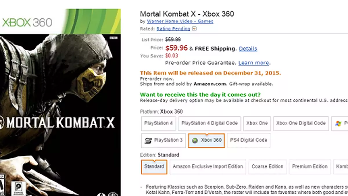 Czekacie na Mortal Kombat X na PlayStation 3 i Xboksa 360?