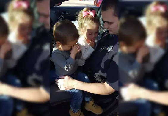 Policjant, który zawsze przed służbą modli się ze swoimi dziećmi, jednym zdjęciem podbił sieć