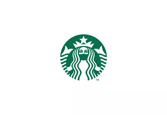 Piwo Corona z nową nazwą i syrena Starbucks w masce. Grafik przerobił logotypy znanych marek na czas pandemii