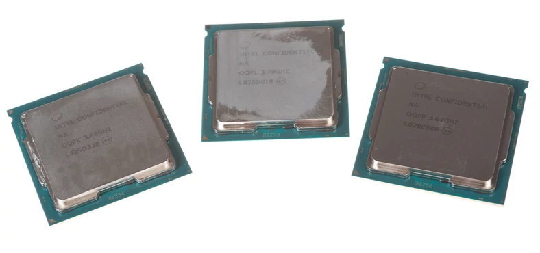Od lewej: Core i7-9700K, Core i5-9600K, Core i9-9900K