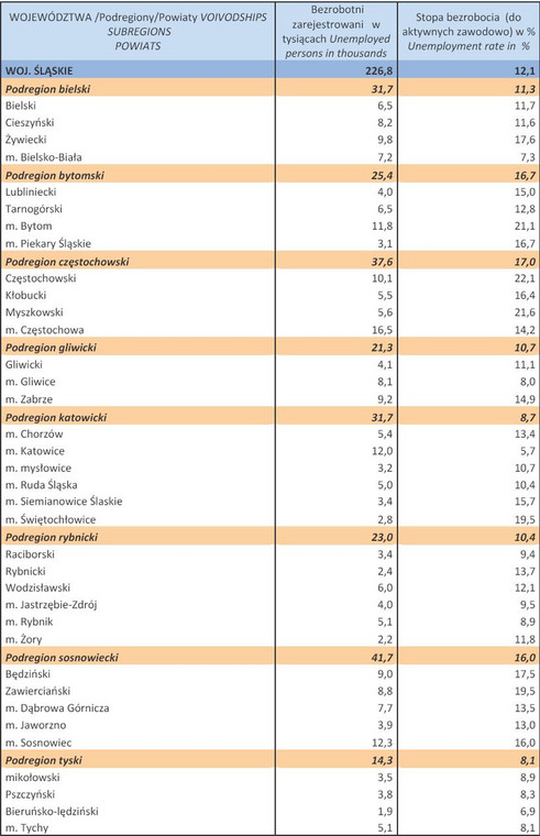 Bezrobocie w Polsce w lutym 2013 r. woj. ŚLĄSKIE