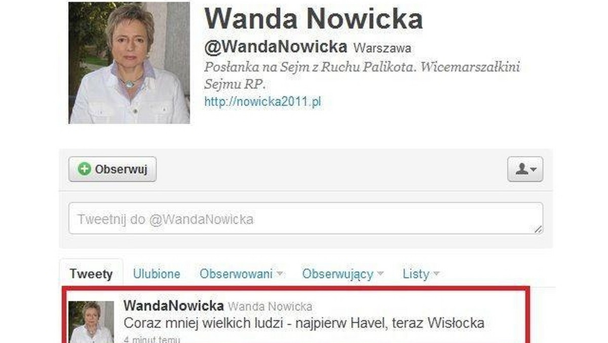 Śmierć Wisławy Szymborskiej wstrząsnęła wszystkimi. Najbardziej chyba posłanką Wandą Nowicką.