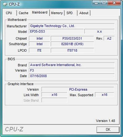 Informacje o płycie głównej z programu CPU-Z
