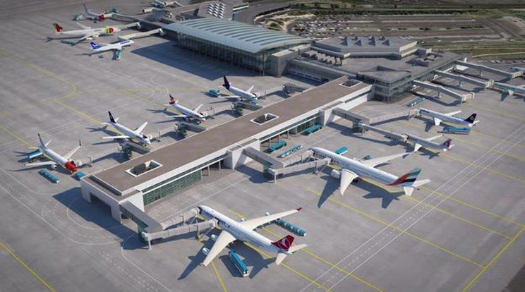 A repülőtér 2B termináljához építenek új utasmólót /Fotó: Budapest Airport