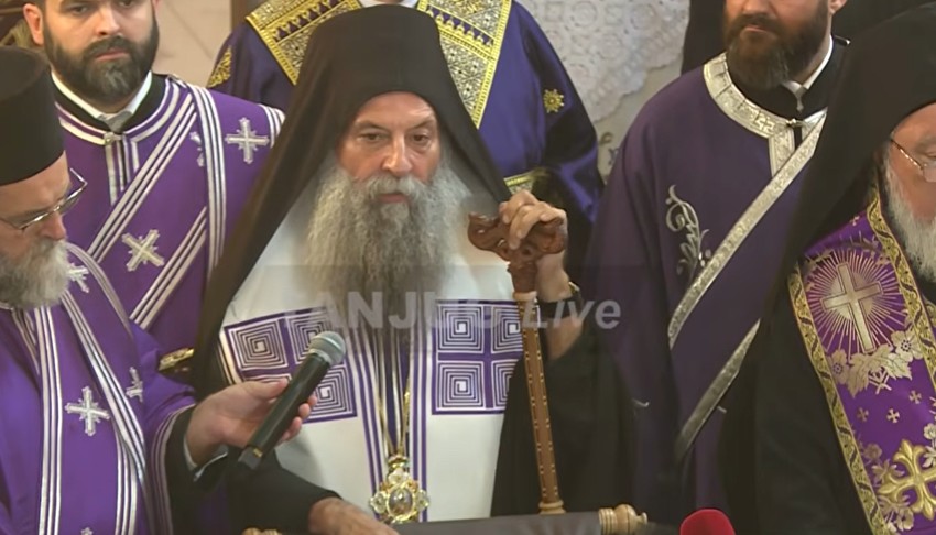 Patrijarh Porfirije, sahrana Ratka Mladića, Crkva svetog Luke