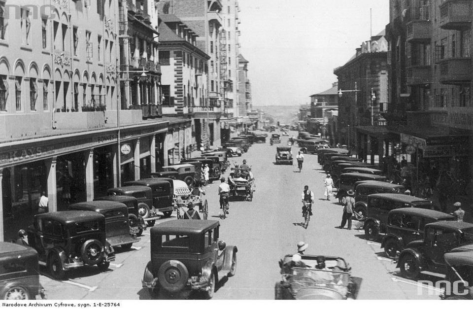 Jedna z ulic śródmieścia w Johannesburgu - rok 1934, RPA