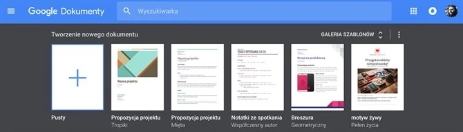 Szablony w usłudze Dokumenty Google