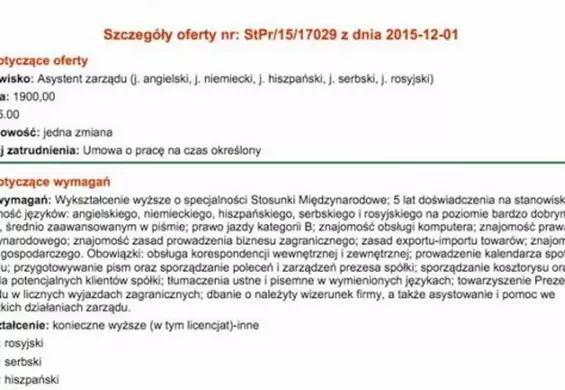 Absurdalne ogłoszenie o pracę: wymagają 5 lat doświadczenia, 5 języków i płacą 1900 zł