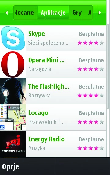 Aplikacje dla Symbiana można bezpośrednio na telefon pobrać z Nokia Ovi Store