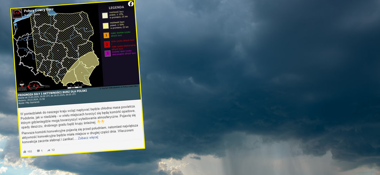 To będzie burzowy poniedziałek. Spadnie grad i krupa. Zobacz, gdzie będzie niebezpiecznie