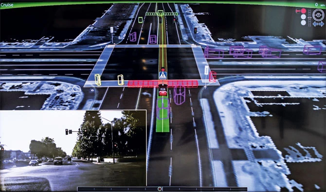 Laserowym skanerem na dachu i kamerami samochód Google rozpoznaje świat. Skutecznie wykrywa duże i małe przeszkody i generuje z nich mapę 3D. Ta mapa jest kluczem do autonomicznej jazdy.