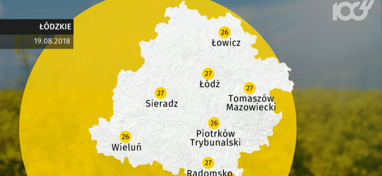 Prognoza pogody dla woj. łódzkiego - 19.08