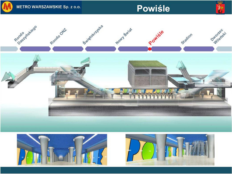 Metro warszawskie - przekrój stacji Powiśle